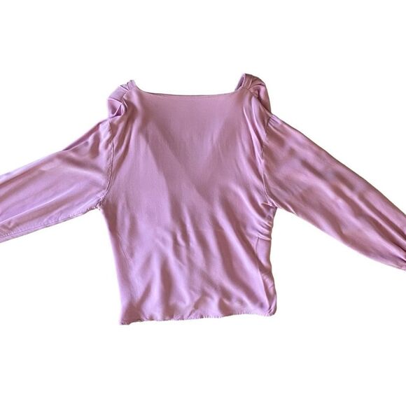 EUC ASOS Design Pink Long Sleeve Gathered Drape Front Top - Picture 9 of 11
